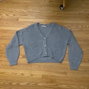 Blue notes Cropped Gray Knit Sweater